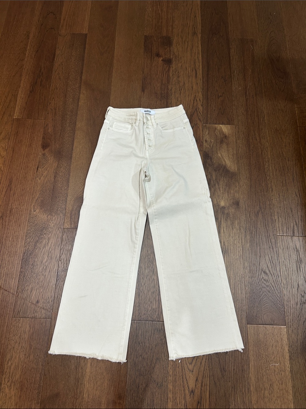 High-Rise Cropped Wide-Leg Jeans in Off-White